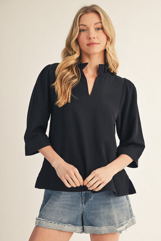 CRINKLED SOLID BLACK TOP