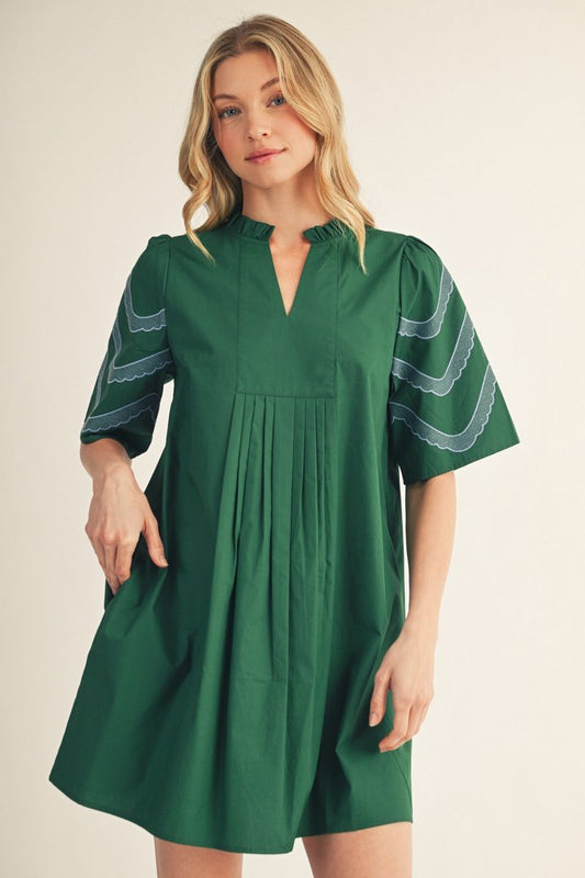 DROP SHOULDER HUNTER GREEN DRESS