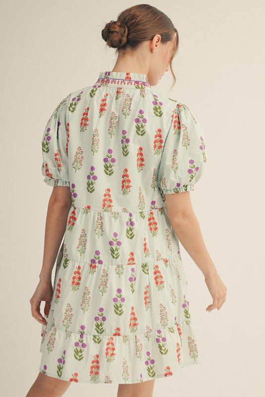 MINT FLOWER FLOW DRESS