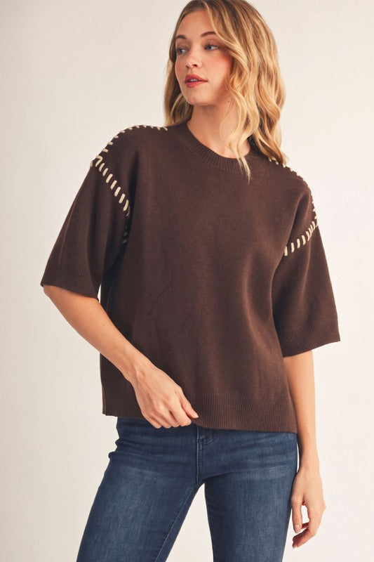 STITCH SEAM BROWN TOP