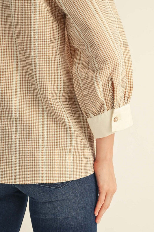 GINHAM TEXTERED TAUPE TOP
