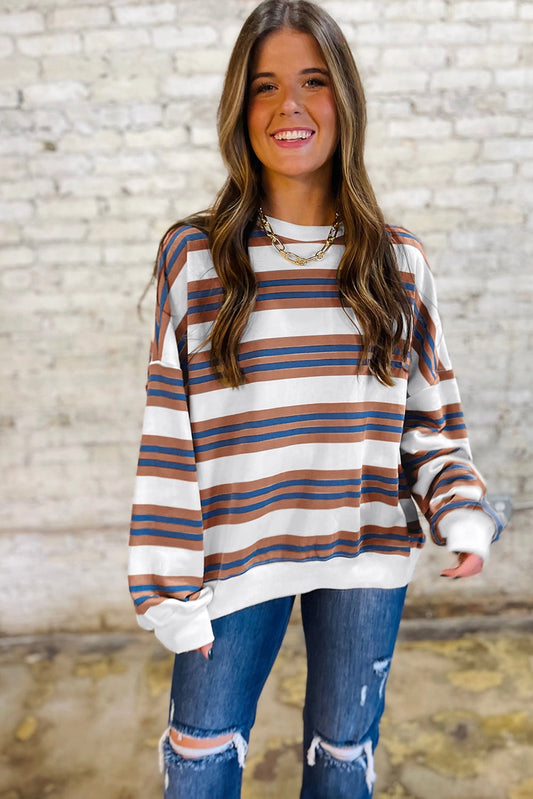 CREW NECK STRIPE SWEATER