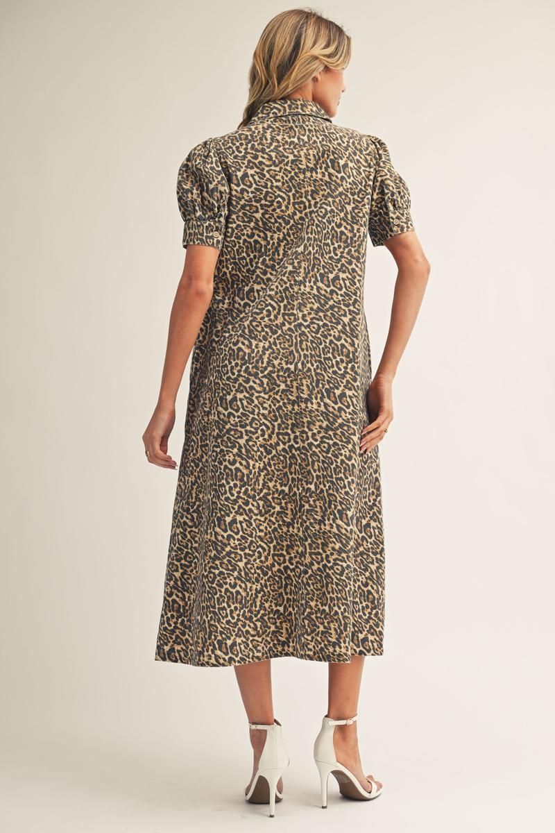 LEOPARD WOVEN DRESS