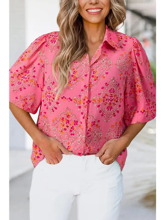 PINK FLORAL SS TOP