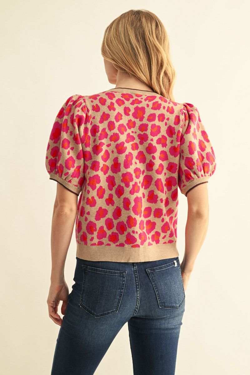 LEOPARD FUCHSIA CARDI