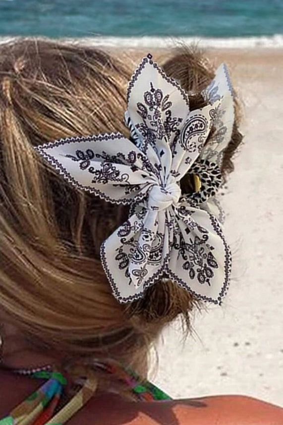 PAISLEY FLORAL BOW HAIR CLIP