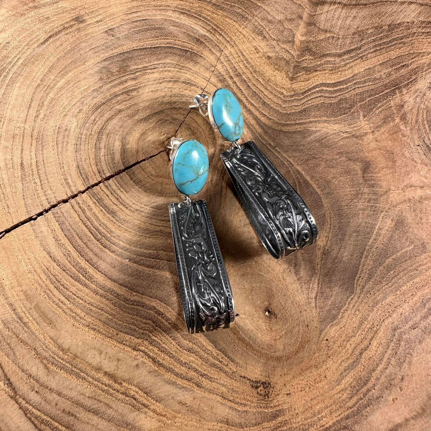 Teardrop Folded Stamped Earring