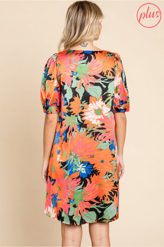 FLORAL SATIN DRESS