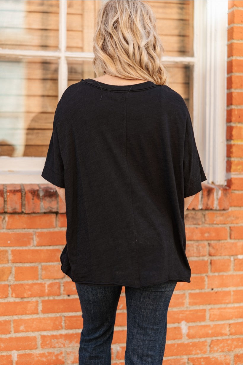 ROUND NECK BASIC BLACK TEE