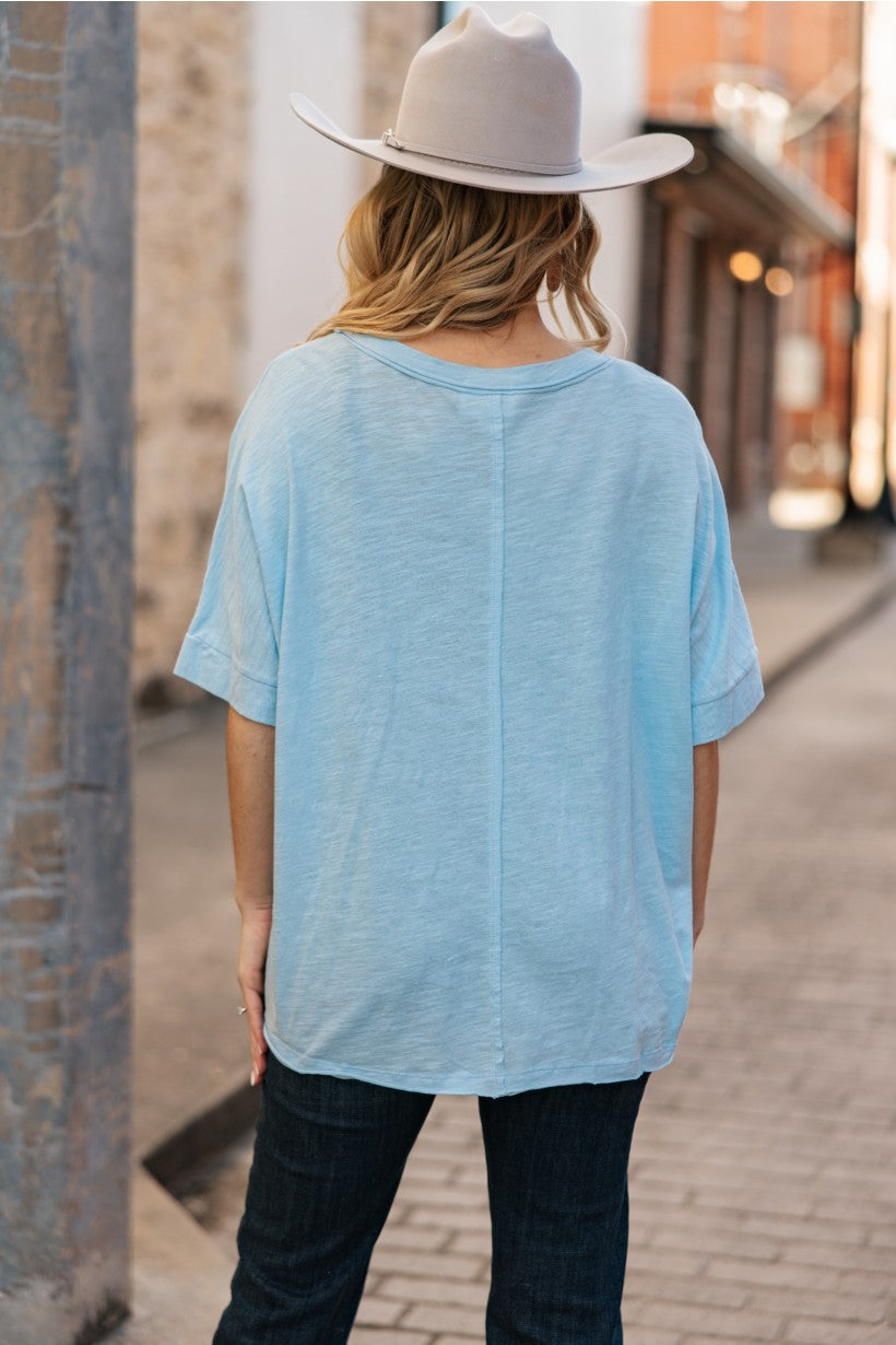ROUND NECK BASIC BLUE TEE