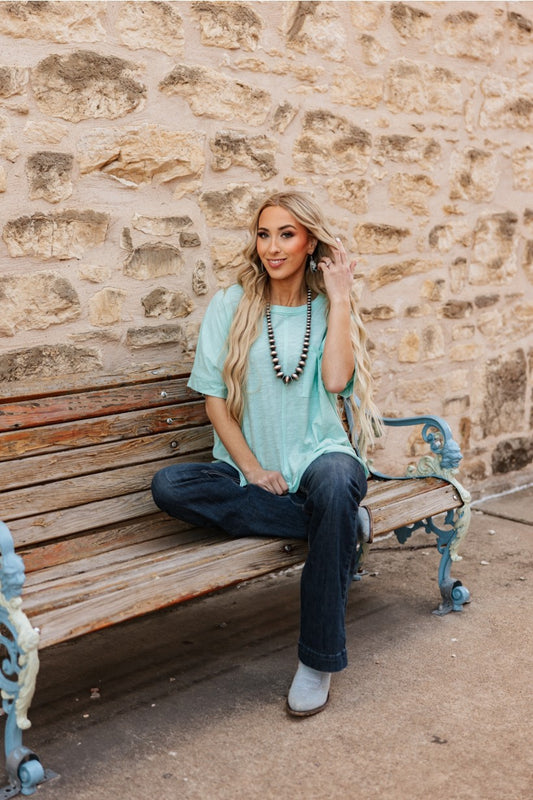 ROUND NECK BASIC MINT TEE