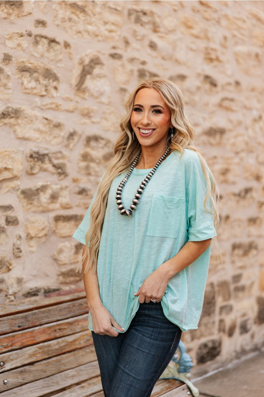 ROUND NECK BASIC MINT TEE