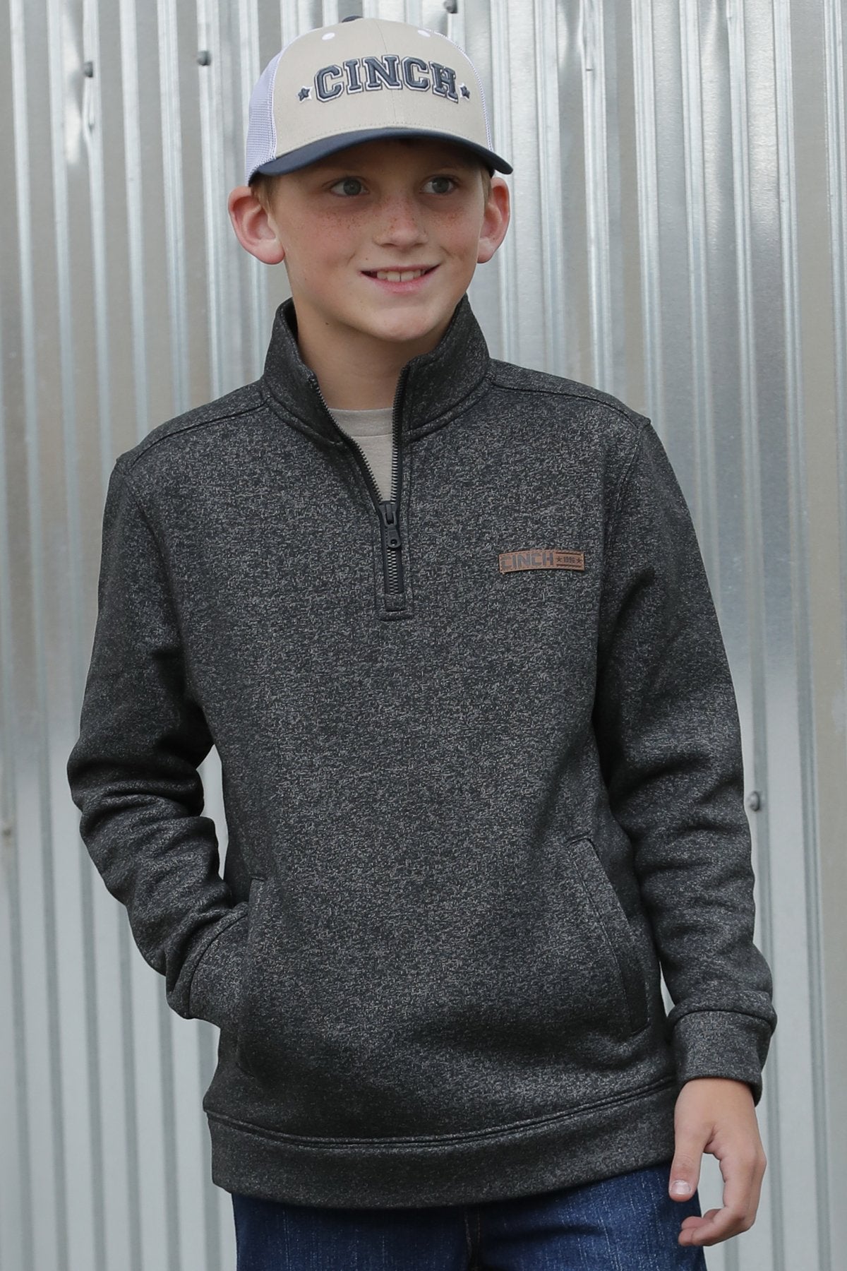 CINCH BOY BLACK 1/2 ZIP PULLOVER