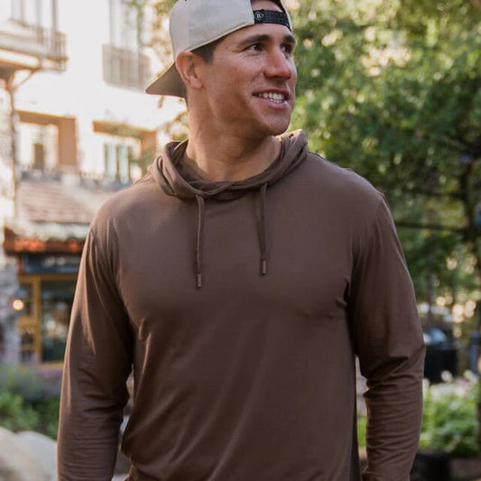 PERFORMANCE HOODIE - HEATHER BROWN