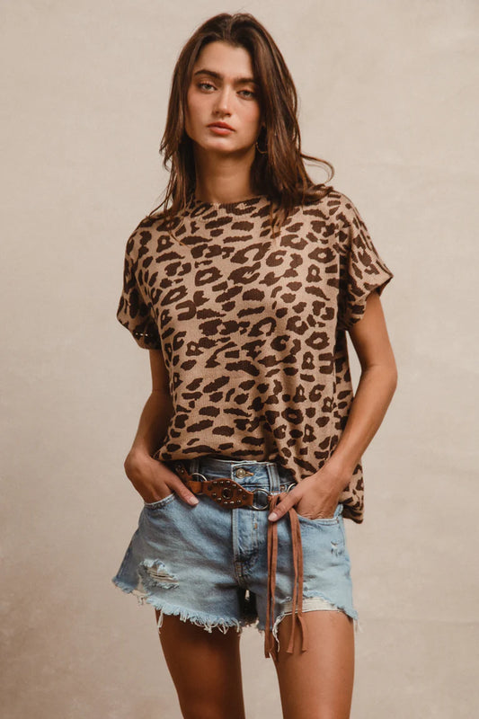 LEOPARD KNIT BASIC TOP