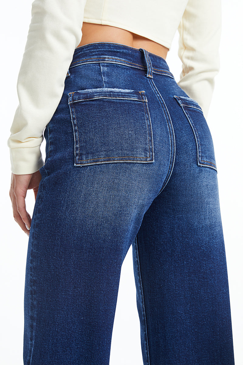 HR WIDE LEG DARK JEAN