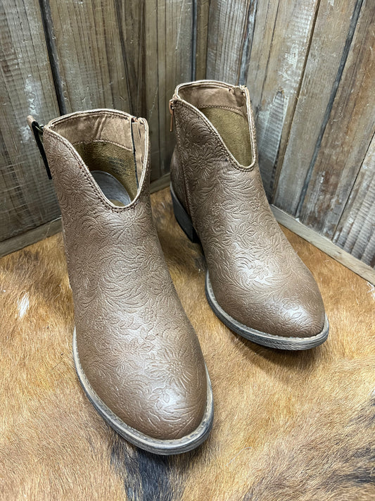 Very G Divine Tooled Tan Booties
