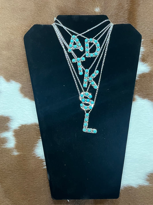 Authentic Turquoise Initial Necklace