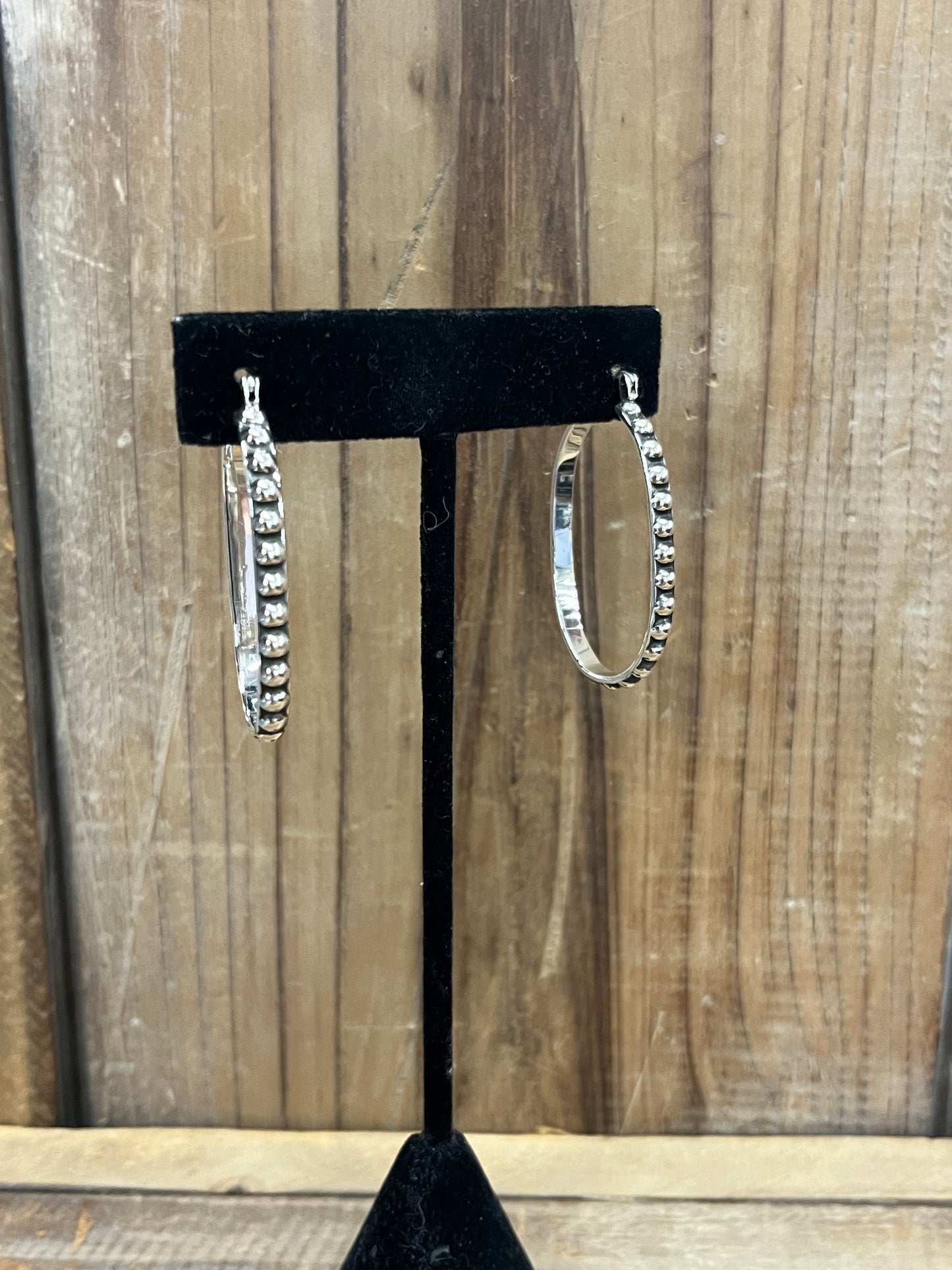 Oval Oxidized Ball Hoops