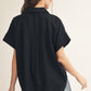 WOVEN ROUND HEM BLACK TOP