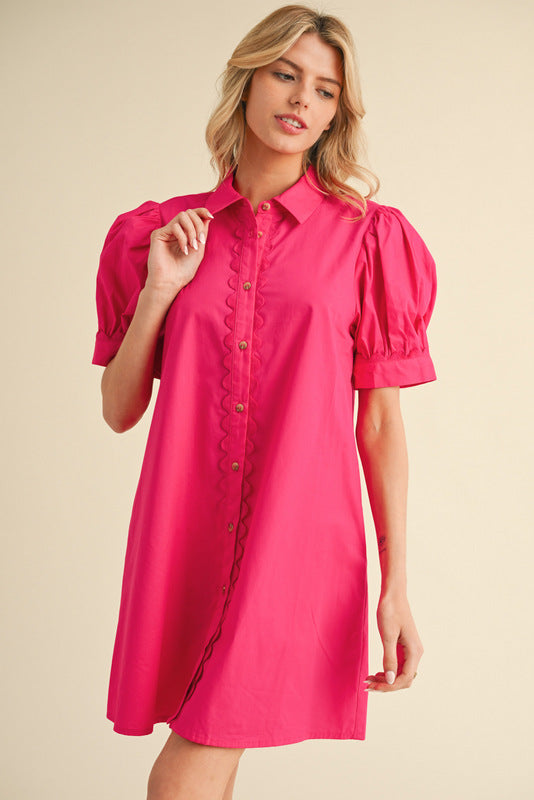 CHIC SOLID FUCHSIA DRESS S CHIC SOLID FUCHSIA DRESS S