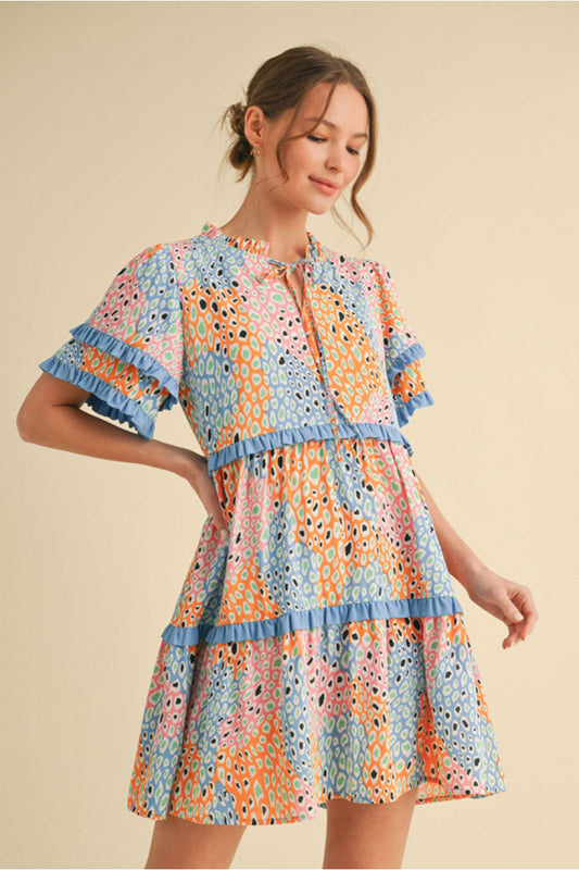 TIERED ABSTRACT DRESS