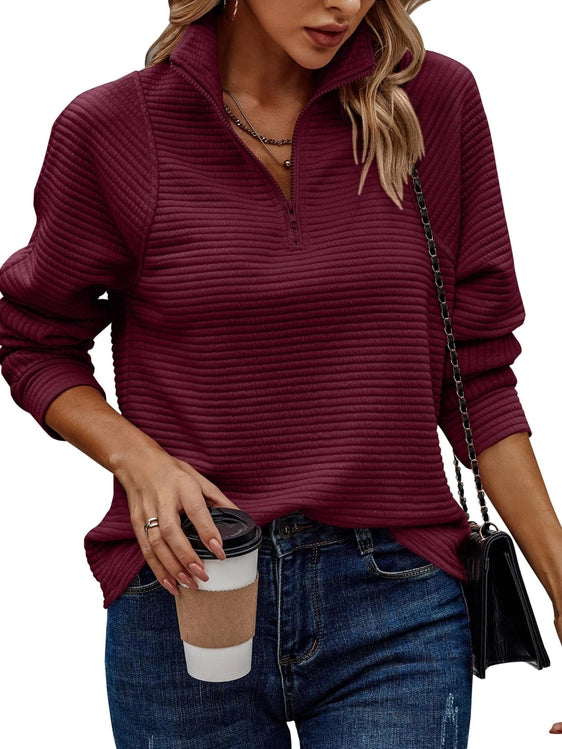 COLLAR ZIP MAROON SWEATSHIRT