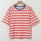 CONTRAST COLLAR TOMATO RED RAGLAN TEE