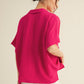 BOXED COLLAR SS FUCHSIA TOP