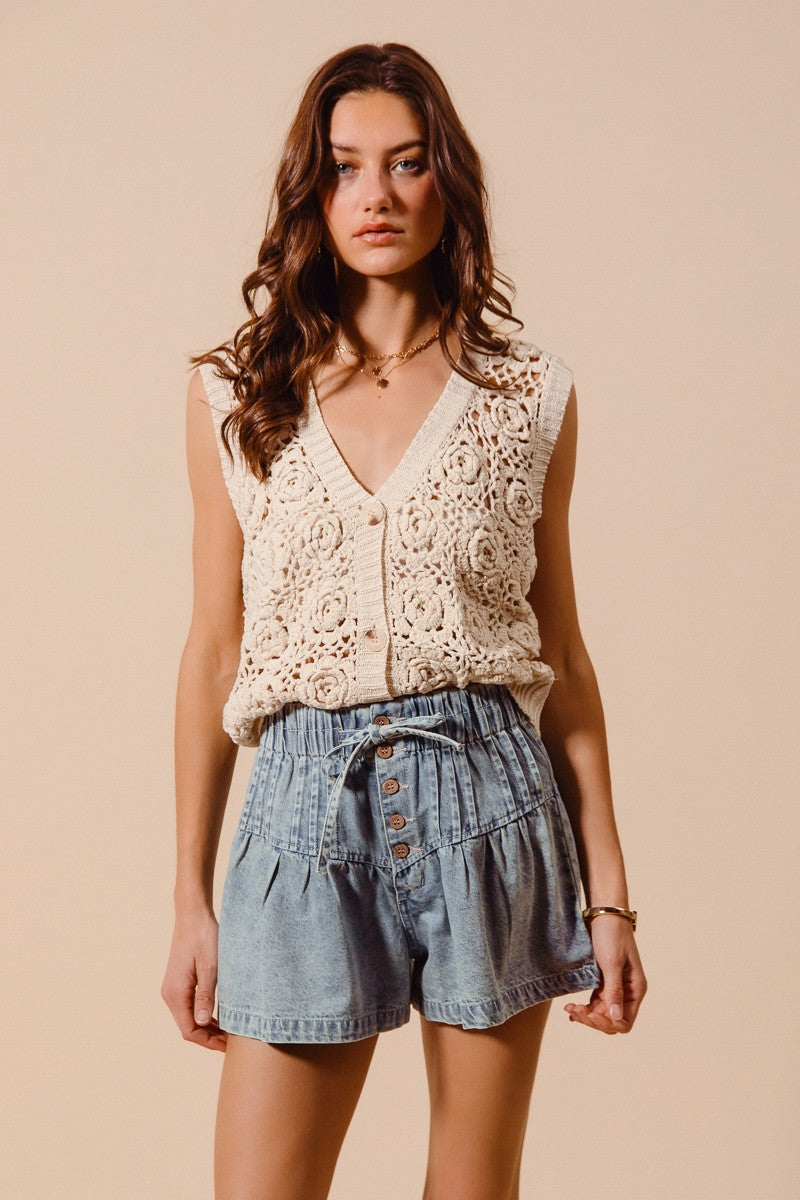 FLARED DRAWSTRING SHORTS