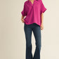 BOXED COLLAR SS MAGENTA TOP