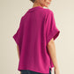 BOXED COLLAR SS MAGENTA TOP