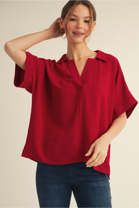 BOXED COLLAR SS BURG TOP