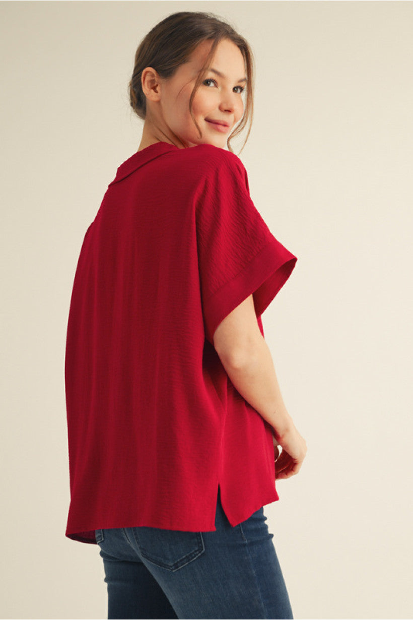 BOXED COLLAR SS BURG TOP