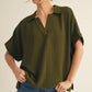 BOXED COLLAR SS OLIVE TOP