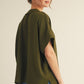 BOXED COLLAR SS OLIVE TOP