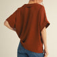 BOXED COLLAR SS MOCHA TOP