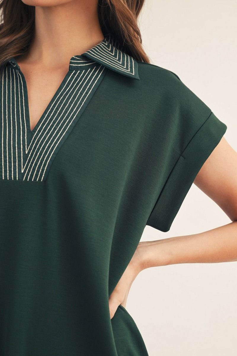 DROP SHOULDER HUNTER GREEN DRESS