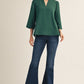 CRINKLED SOLID HUNTER GREEN TOP