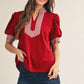 CONTRAST STRIPE BURGUNDY TOP