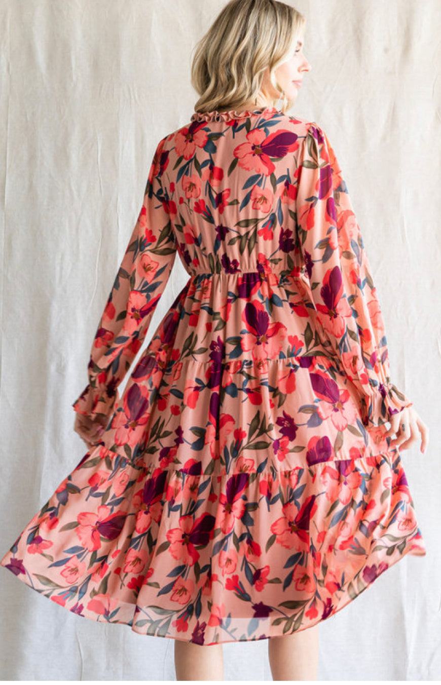 Floral Print LS Dress