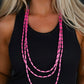 Three Strand Pink Tube Bead and Faux Navajo Pearl Necklace