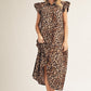 RUFFLED CAP LEOPARD DRESS