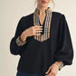 MOCK NECK BLK PLAID