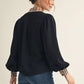 MOCK NECK BLK PLAID