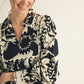 FLORAL RIC RAC BLK DRESS