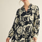 FLORAL RIC RAC BLK DRESS