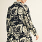 FLORAL RIC RAC BLK DRESS