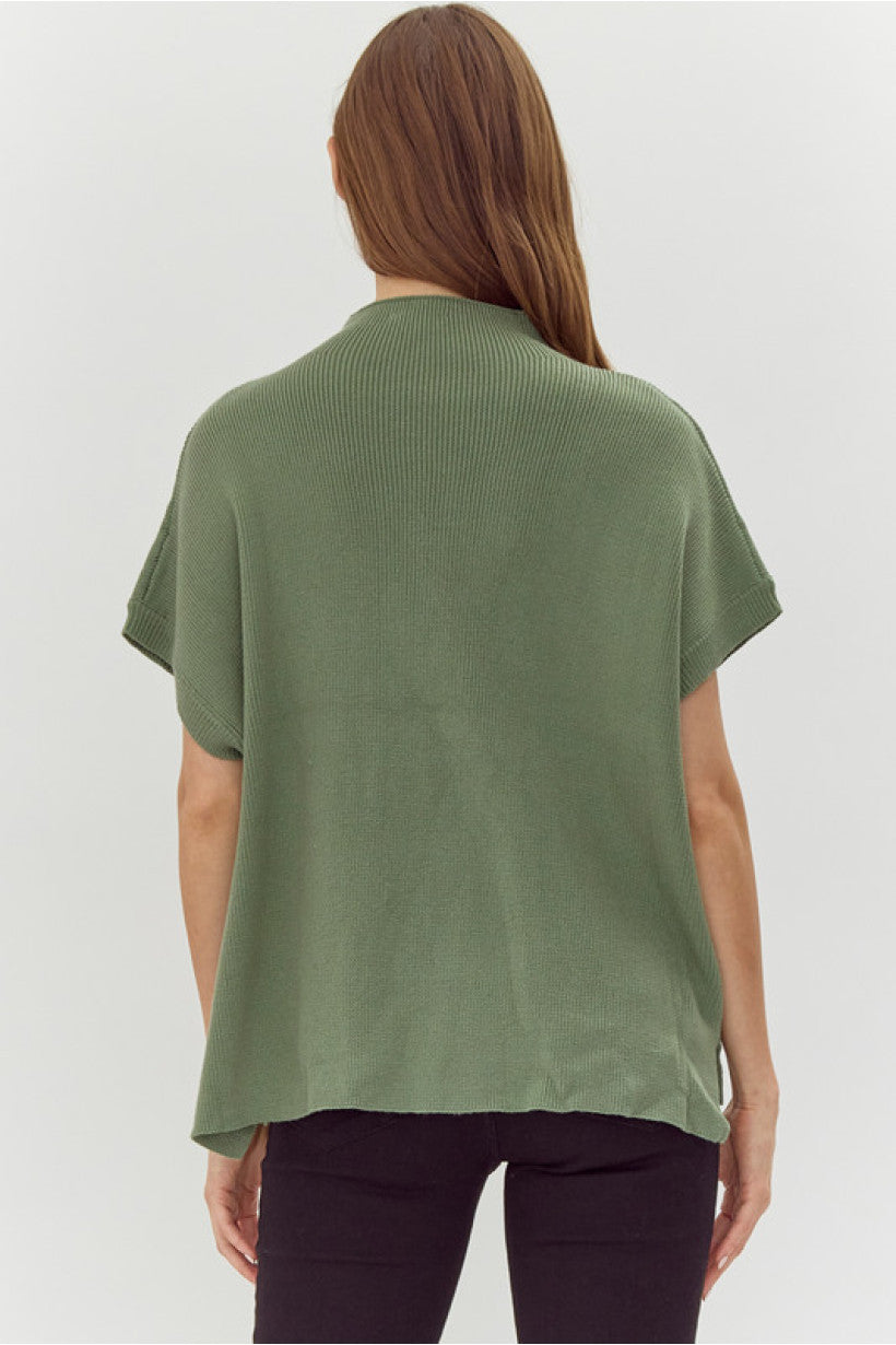 MOCK NECK SAGE TOP