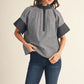 NECKLINE NAVY SS TOP